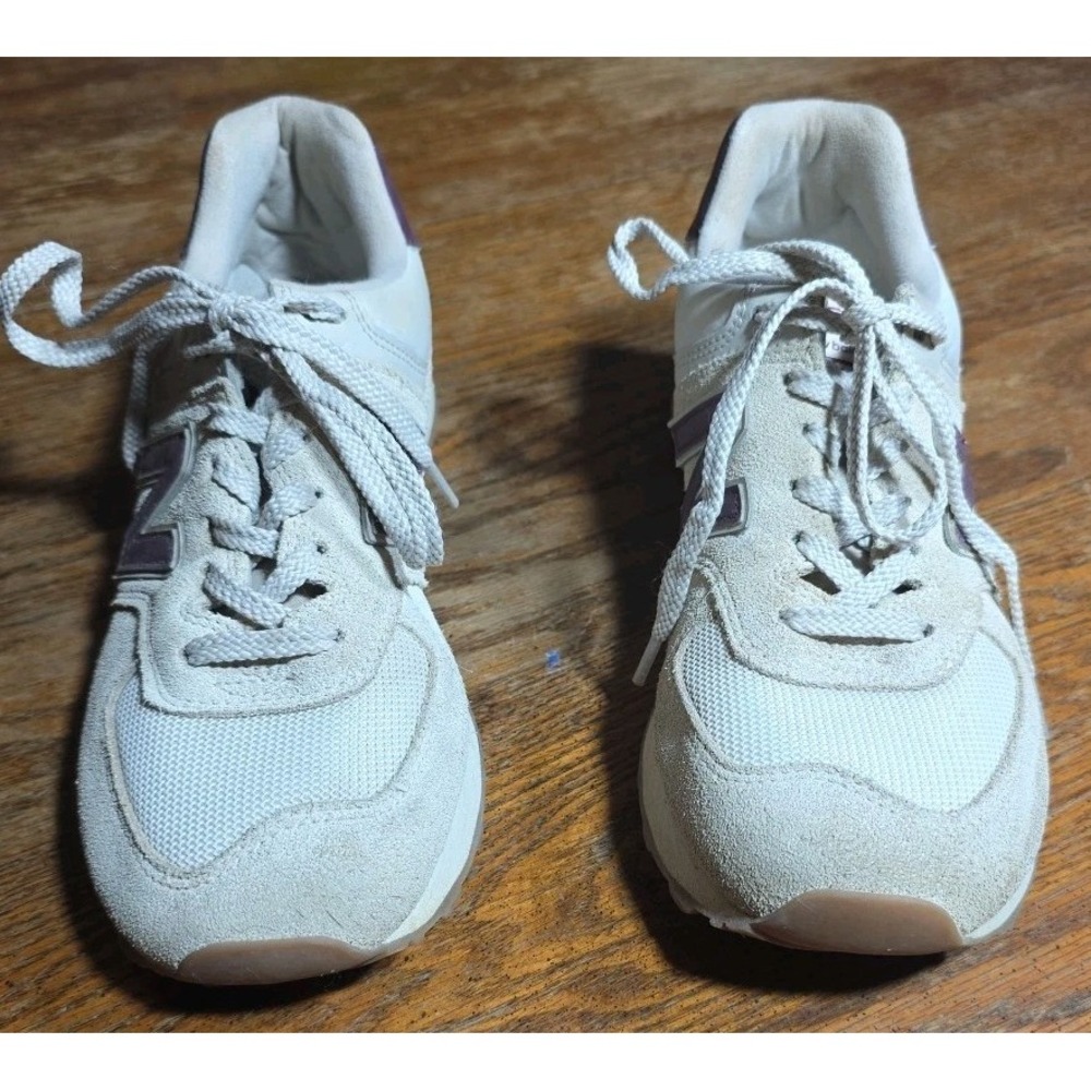 New Balance 574 Running Shoes Womens 8.5 Beige Tan Red Suede Sneakers WL574RCF
